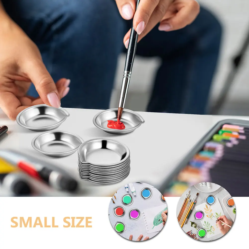 

30 Pcs Stainless Steel Palette Watercolor Mixing Tray Small Paint Gouache Oil Nail Art Compact Precision Pouring Durability