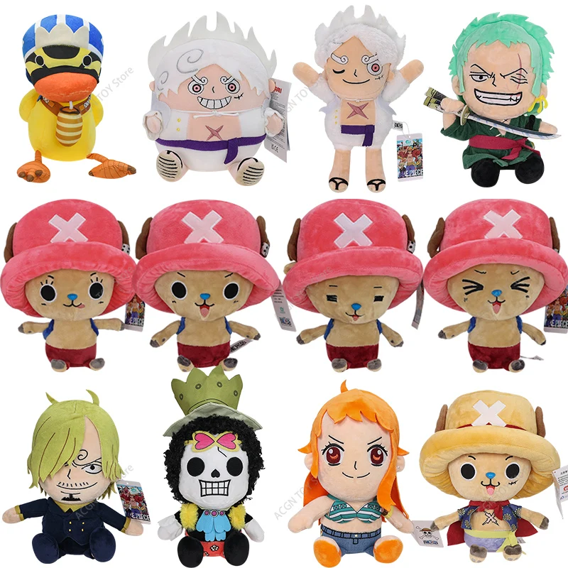 Original One Piece Plush Gear 5 Luffy Roronoa Zoro Sanji Brook Chopper Karoo Soft Plush Toys Gift Birthday
