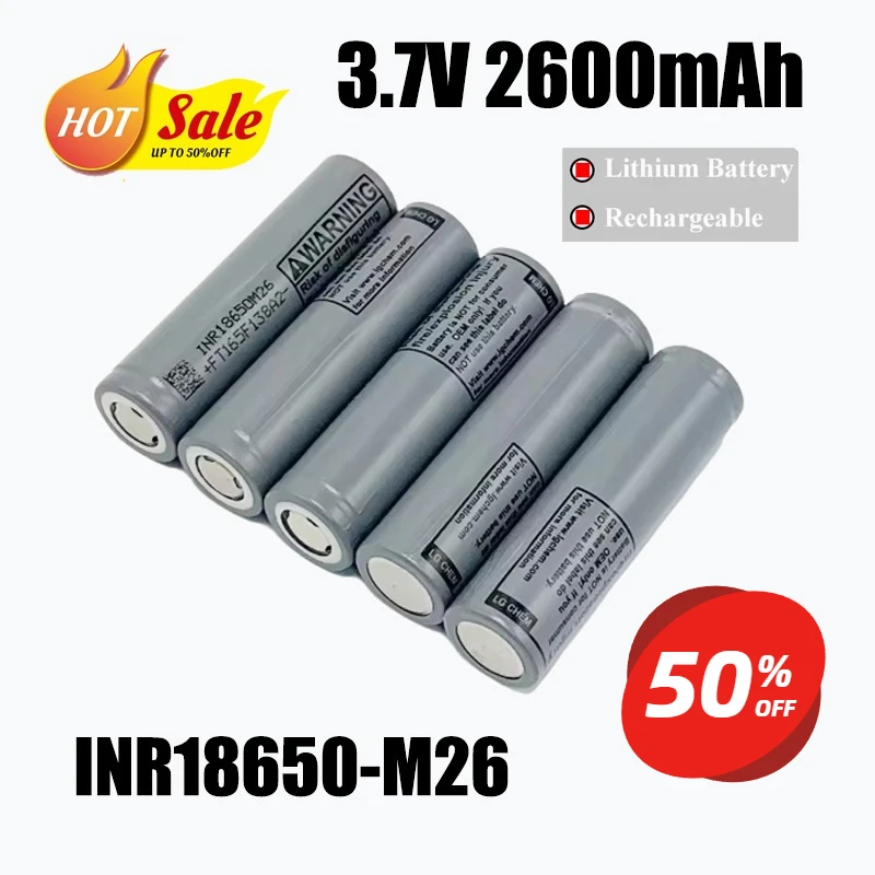 

3.7V 2600mAh Rechargeable Lithium Battery INR18650-M26 Power Battery for Electronic Products Such As Laser Pens and Flashlights