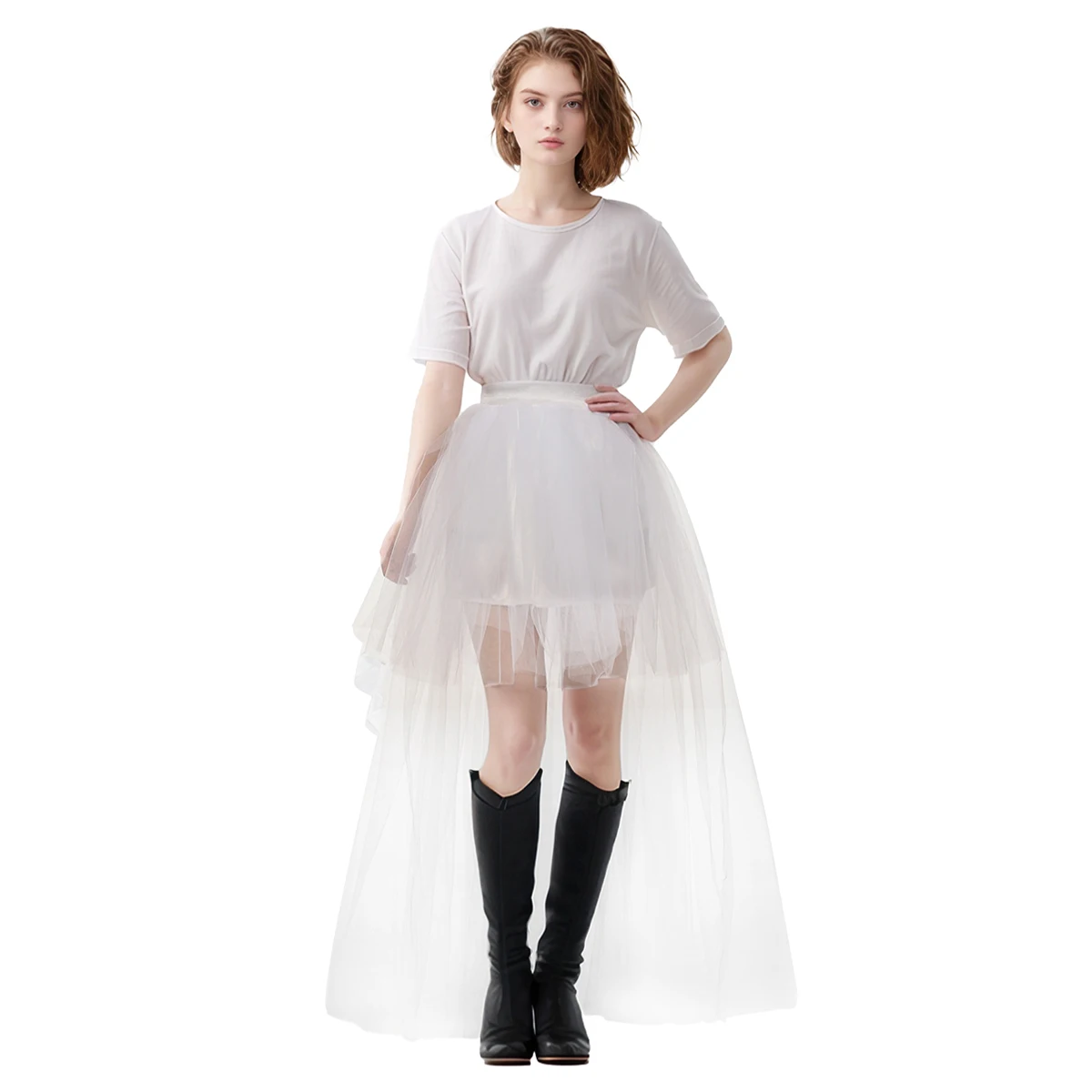 Jupe gothique Punk en Tulle doux, Streetwear Steampunk, maille haute et basse, Costume de carnaval Cosplay Rock pour femmes