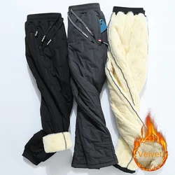 Pantalones de chándal acolchados de lana de cordero para hombre, calzas informales impermeables, holgadas, talla grande 7Xl, invierno, 2022