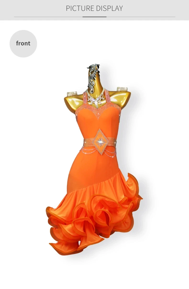 2025 Neues Damen-Latein-Tanzkleid Bühnenkostüm Amerikanische Kleidung Sexy Mädchen Party-Tanzkleidung Ballsaal-Anzug Midi-Auftritts-Outfit – Detail 7