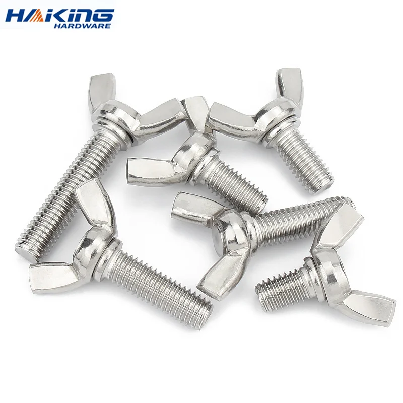 

5pcs/lot Butterfly Wing Bolts M3 M4 M5 M6 M8 M10 M12 Hand Tighting Wing Head Thumb Screws 304 Stainless Steel DIN316 L: 6-100mm