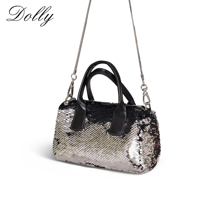 

High Quality Designer Luxury Small Silver Women's Should Bag for Phone, 2024 New In Fashion Sequin Barrel Handbag With Chain