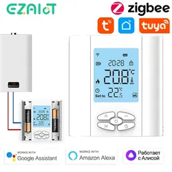 Tuya Zigbee Thermostat Smart Battery Powered Temperature Wireless Controller for Gas Boiler and Actuator Voice Alexa,Google Home