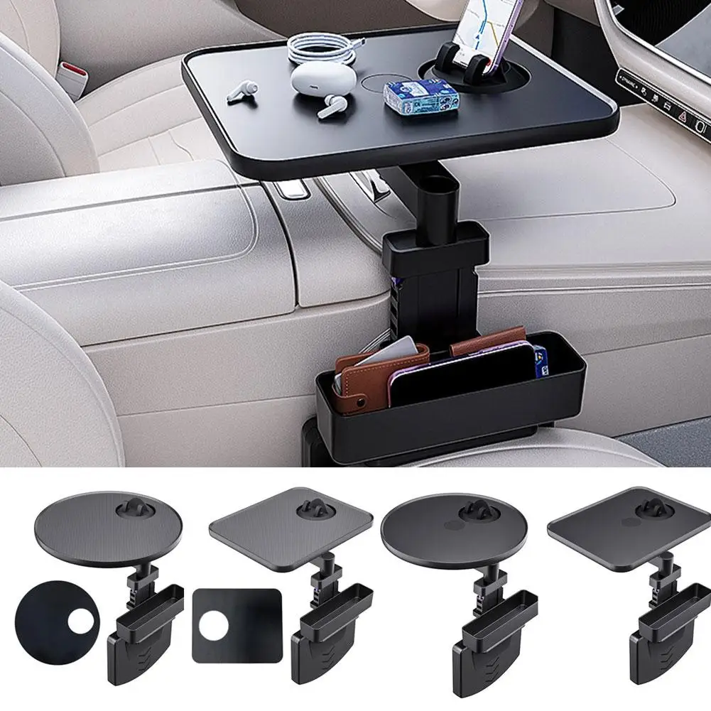 Car Mounted Suspended Small Table With Rotatable Interior Seat Water Cup Holder Dining Table Universal Multifunctional Car Table