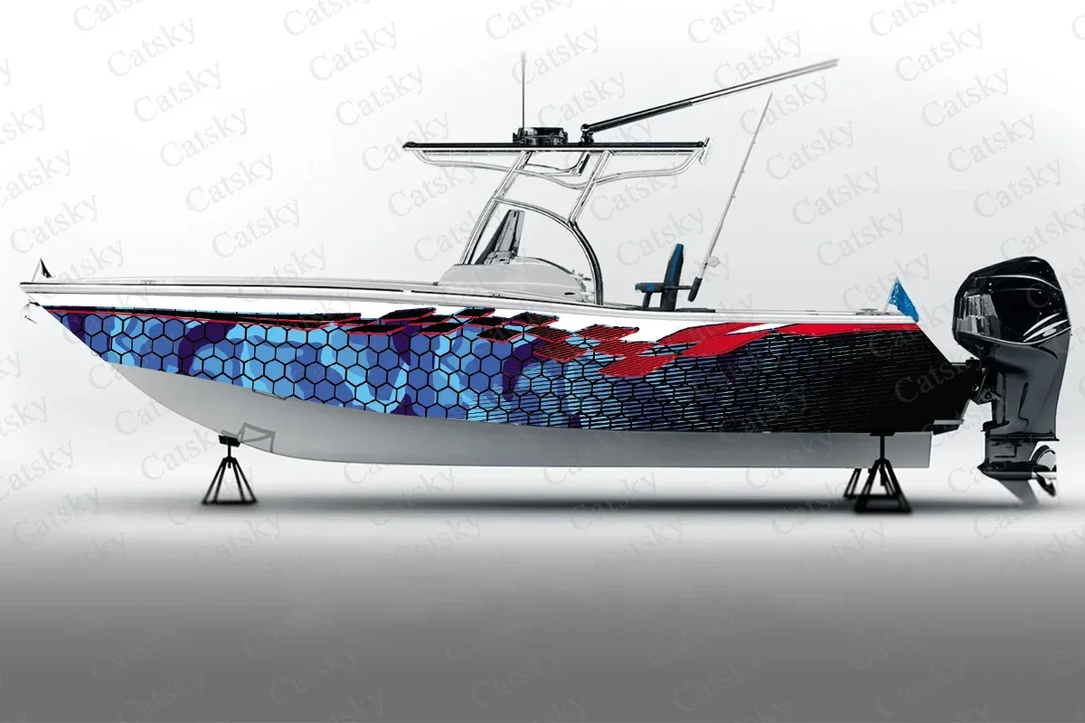 

Honeycomb vector abstract graphic Boat Sticker Packaging Fish Boat Waterproof Custom Marine Boat Sticker wrap vinyl