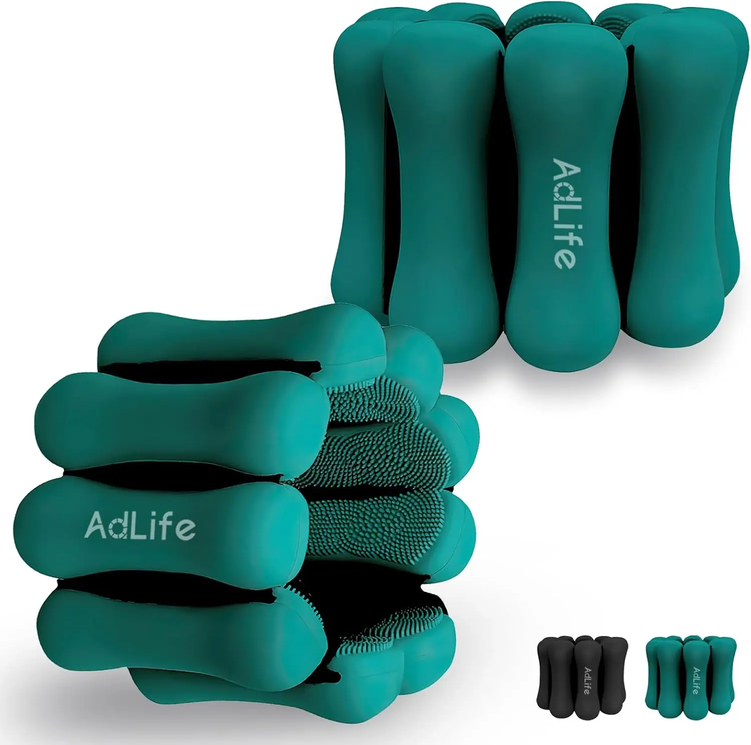 ADLIFE 2lbs Adjustable Pilates Wrist Ankle Weights for Women, Silicone Wearable Arm Leg Weights Set of 2 (1lb Each) for Working