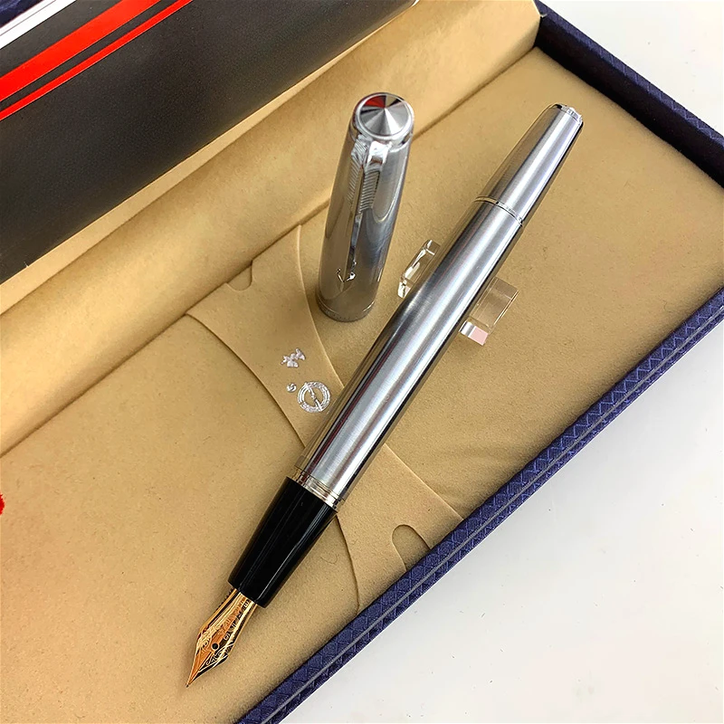 Wingsung 601A  All-steel 14K Arrow Mark Gold Pen Fountain Pen Pressing The Piston  EF/F 0.38/0.5mm Nib Business School Supplies