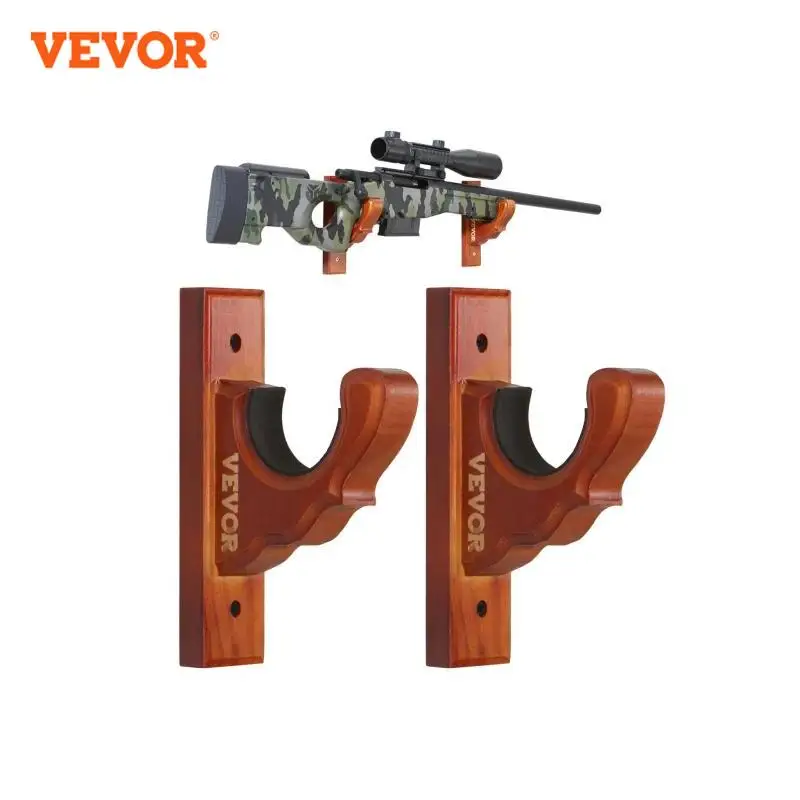 VEVOE Wall Mount Gun Rack Horizontal Gun Rack and Shotgun Hooks Single Gun Storage Display Rack Rifle Shotgun Holder up to 50lbs