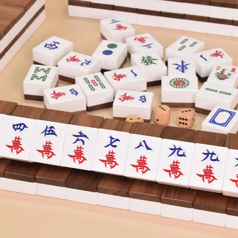 Yusheng Luxury High-End Mahjong Tiles Black Walnut Wood Acrylic Vintage Custom Hand-Crafted Entertainment Gift Giving