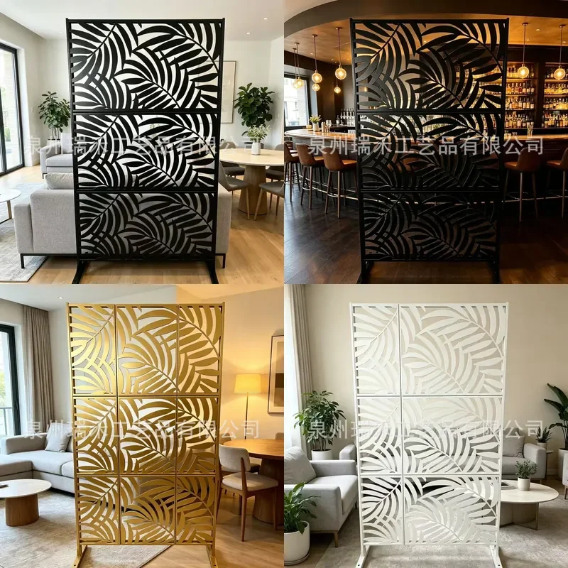 For European American Style Banana Leaf Hollow Engraved Galvanized Sheet Art Screen Partition Seat Divider Entrance