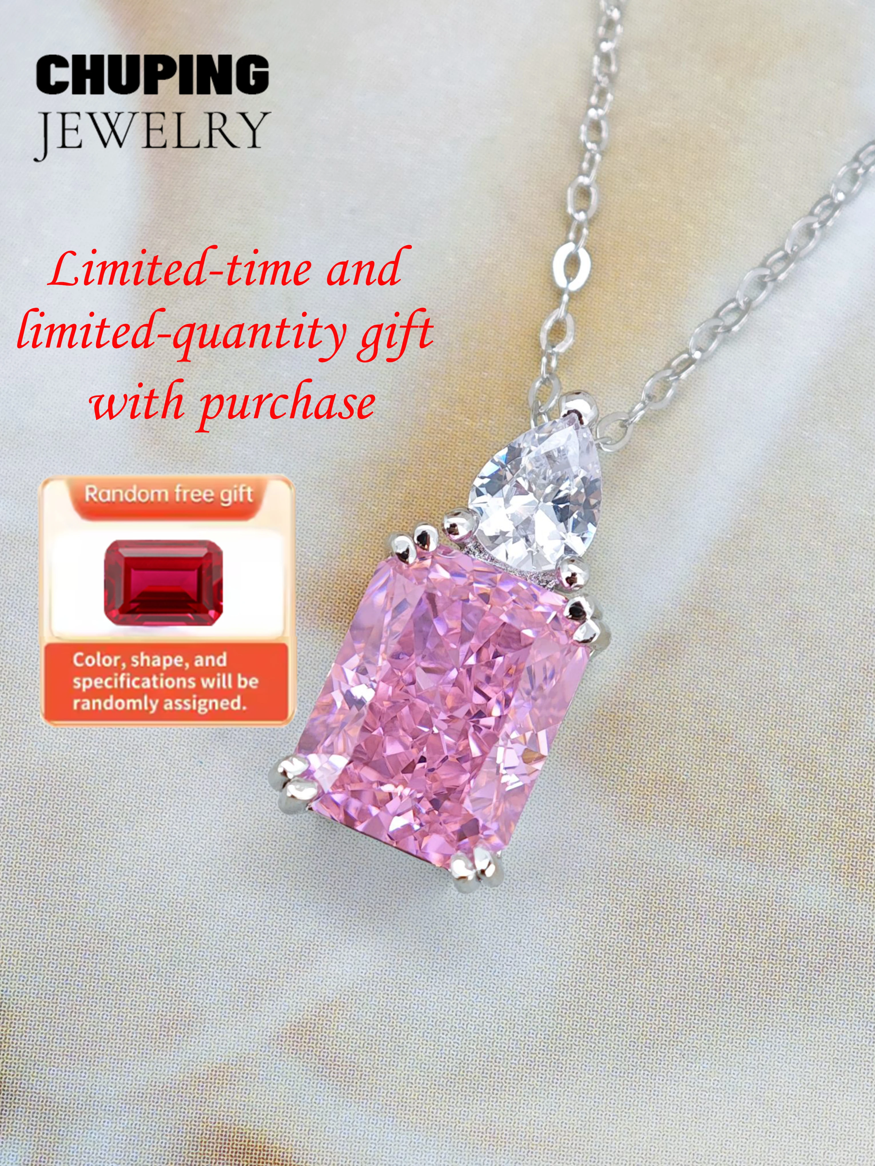 

Chu Ping Fashion Jewelry Pink Crushed Ice Cut Cubic Zircon S925 Necklace For Birthday Surprise or Grownup Gift Lively & Fancy