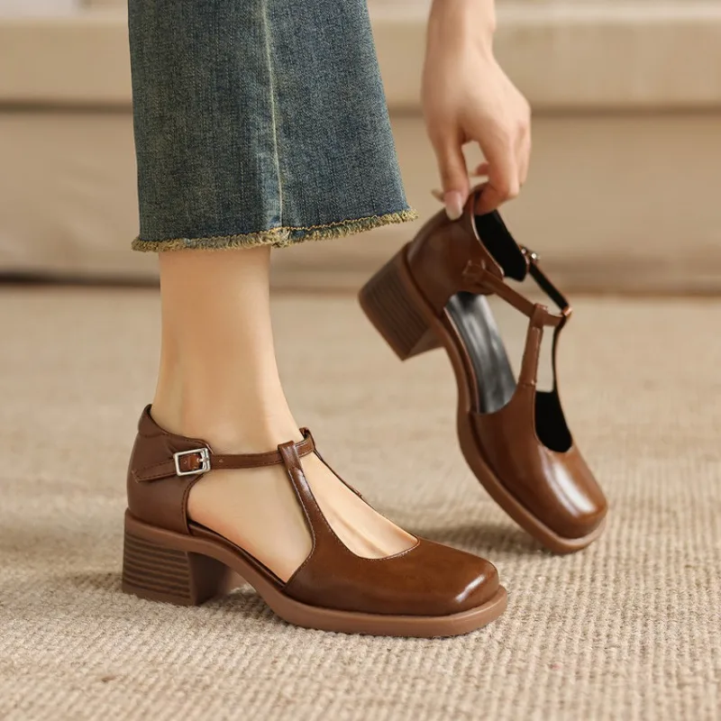 2026 New Exquisite Summer Sandals, High Heels, Square Buckle Design, Casual and Comfortable Everyday Size 33-43