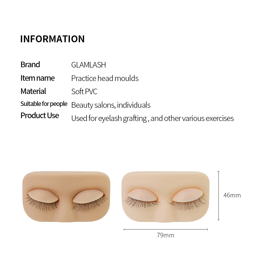 GLAMLASH Mini Lash Flat Model Head Übungs-Wimpernverlängerungs-Trainingskopf mit abnehmbaren Ersatz-Augenlidern – Detail 2