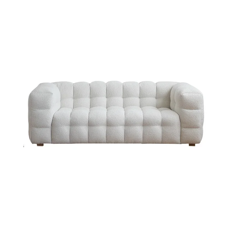 

Nordic retro, fabric sofa, simple living room, lamb wool sofa