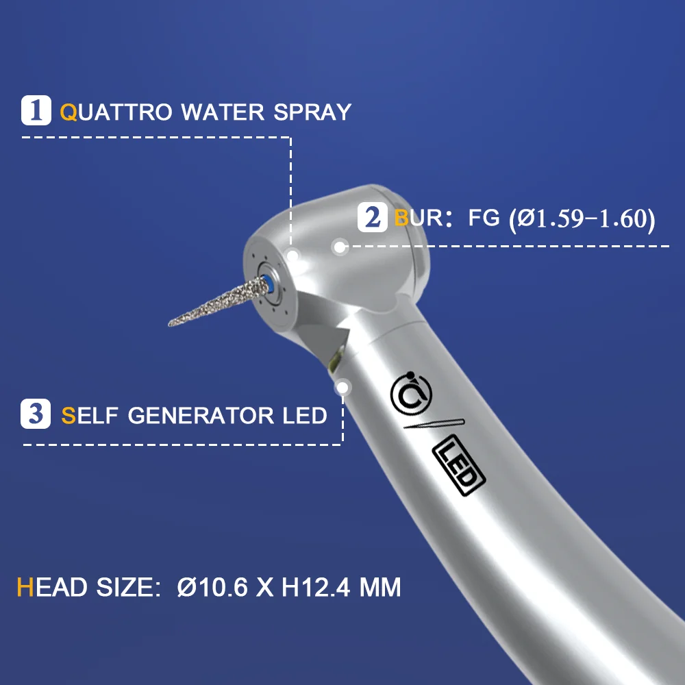 AI-MX2LG/-MX3LG/-MX45LG Dental Self-Power e-generator LED szybka prostnica 2/4 otwory Mini/standardowa/45 ° głowica turbina powietrzna nowość