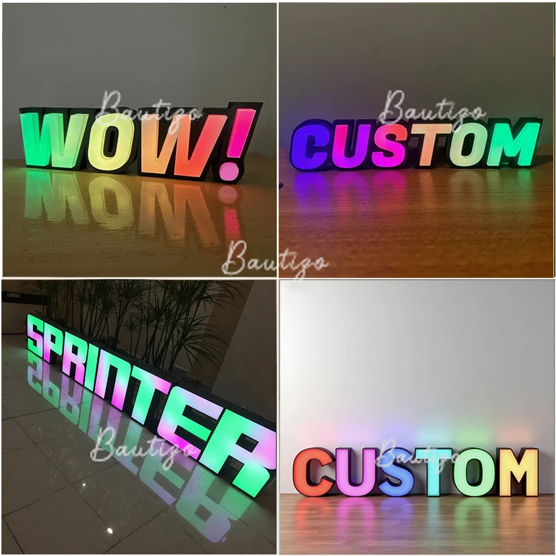 バー看板 RGB カスタムロゴ アドレサブルLEDチャンネル 3D文字 会社 ビジネス 壁面看板 広告 美容室 ネオン 理髪店