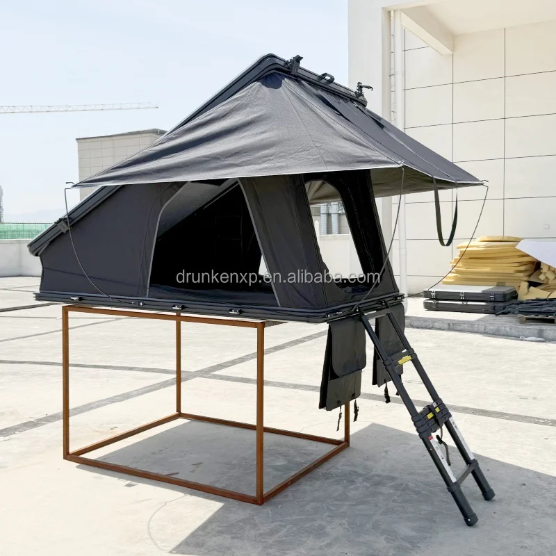 

DrunkenXp New Style 3-4 Person High Ending 145cm Widen Roof Top Tent Aluminum Shell Car Rooftop Tent