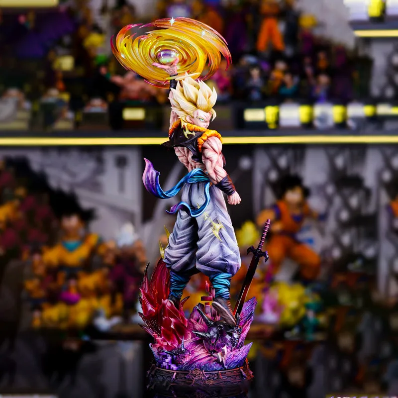 Estatua de Resina Grande de Dragon Ball JT Gogeta, con Tres Cabezas Intercambiables, Modelo Coleccionable, Decoración de Escritorio, Regalo de Cumpleaños
