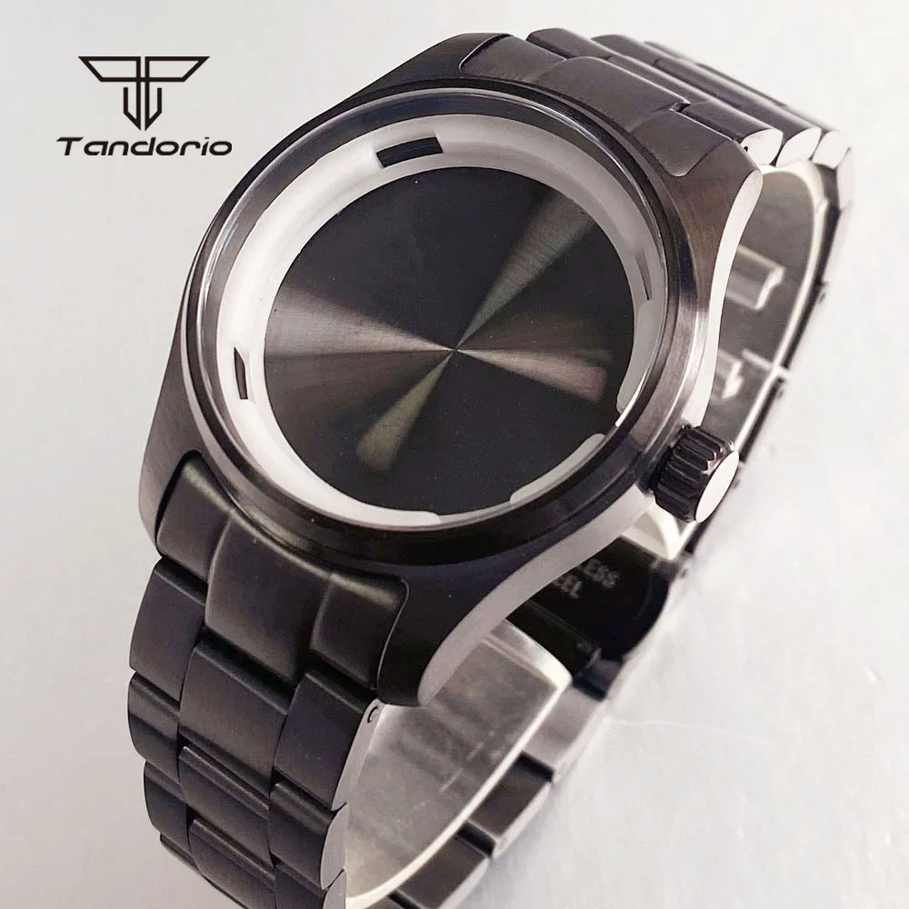 39mm Dive Black PVD Steel Pilot Watch Case+Band Sapphire Glass 20BAR Waterproof Fit NH35 NH36 NH38 ETA2824 PT5000 Miyota8215