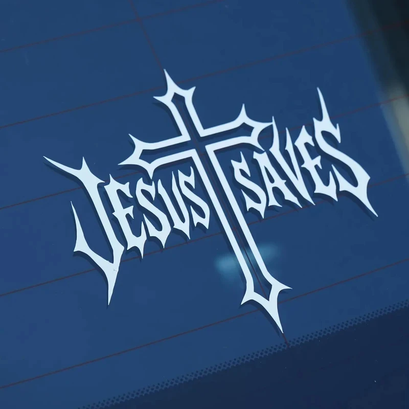 Jesus Saves Car Sticker Waterproof Vinyl Decal for Window Bumper Religious Faith Decor