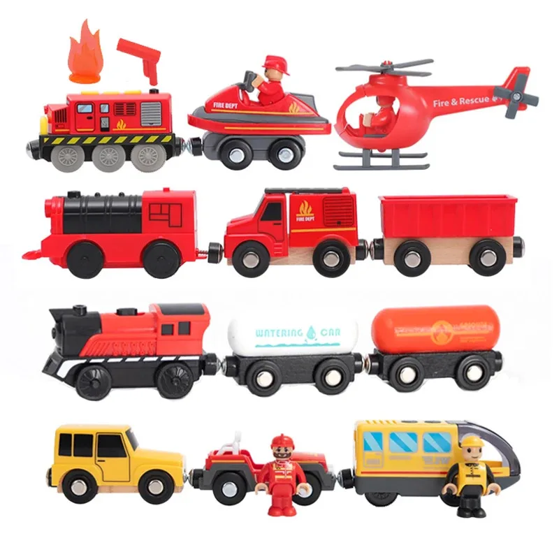 

TEMIKIDS Electric Locomotive Magnetic Carriage All Brands Wooden Train Track Toys Road Rescue Set Educati