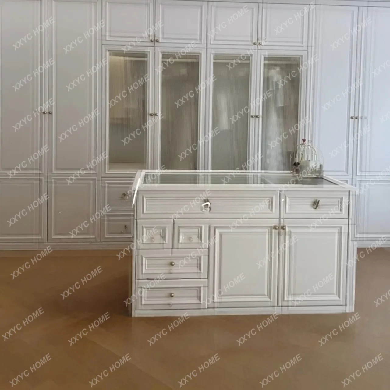 XXCloakroom Cream Wind Zhongdao Simple Household Bedroom Storage Jewelry Display Cabinet