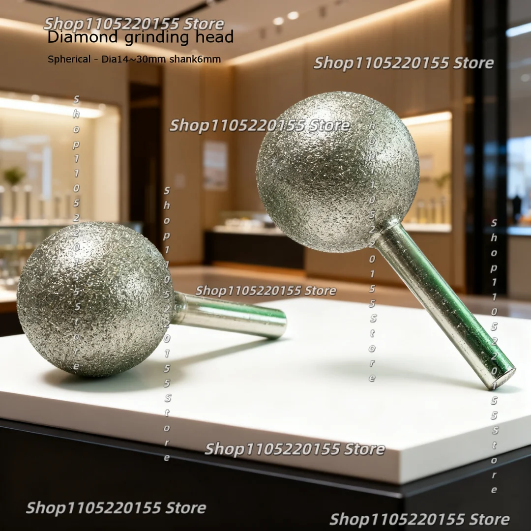 3pcs Spherical Diamond Grinding Head Ball Grinding Head Dia14-25mm for Glass Stone Ceramics Alloys Polishing Grit60/120