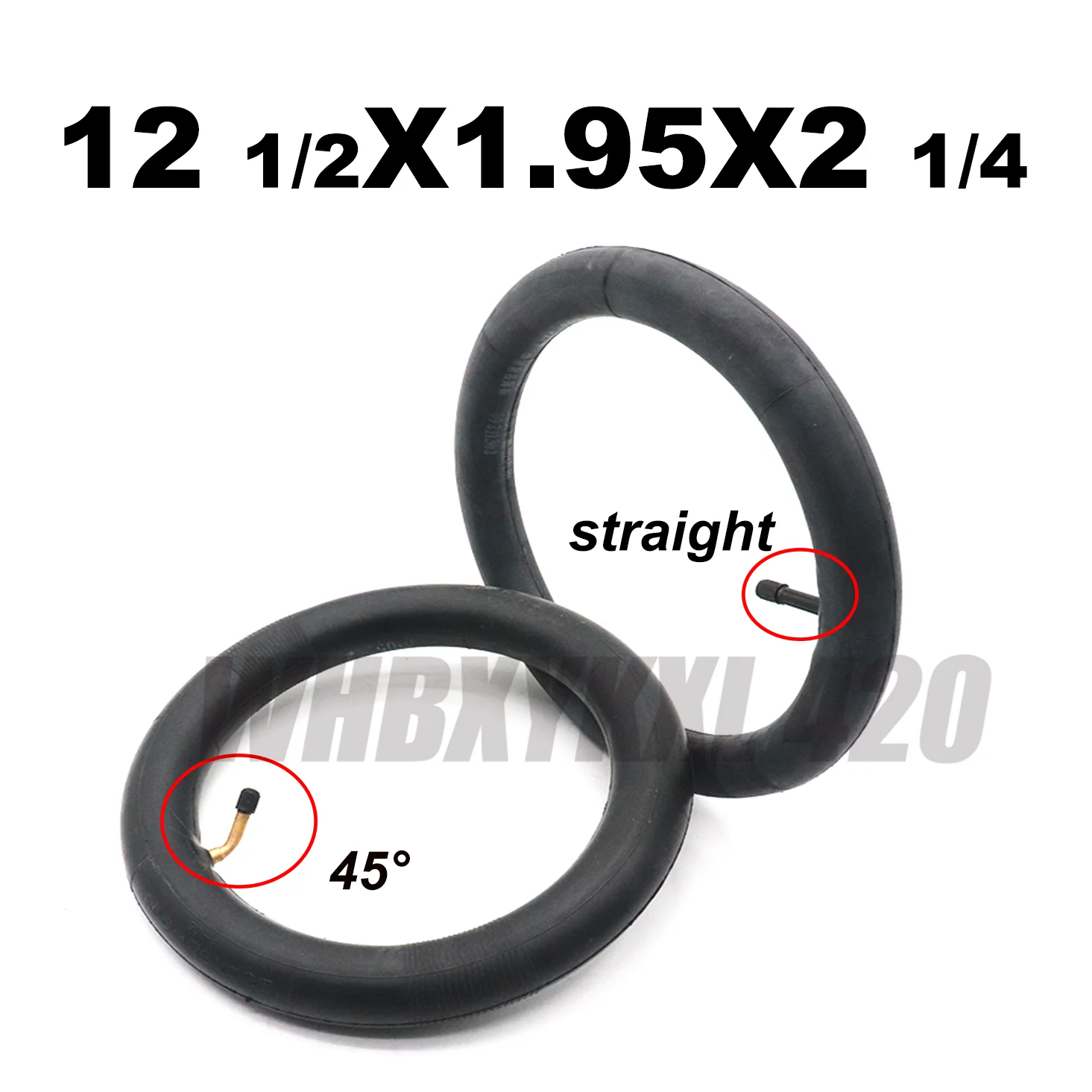 12 1/2X1.95X2 1/4  inch Inner Tube with straight and 45 degree valve For Mini Rocket Bike Durable Material Wear Resistance