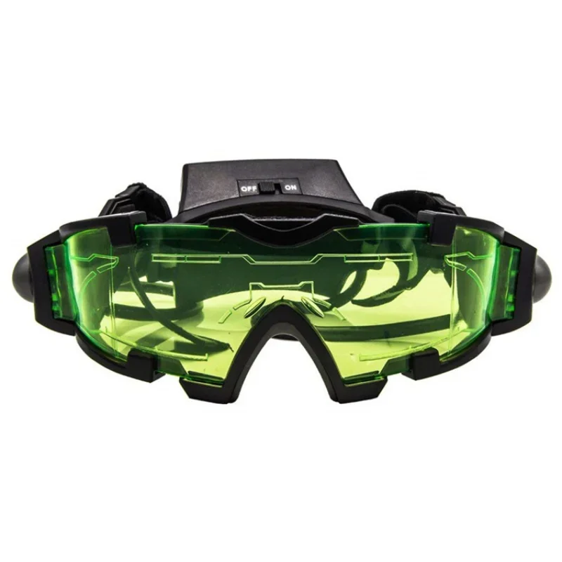 Ajustável LED Night Vision Motocicleta Goggles, Motorbike Racing, Caça Óculos, Óculos com Flip-Out Light, Windproof