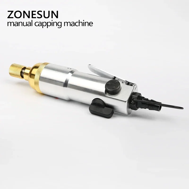 ZONESUN-máquina de tapado de botellas neumática, herramienta manual para atornillar y tapar botellas