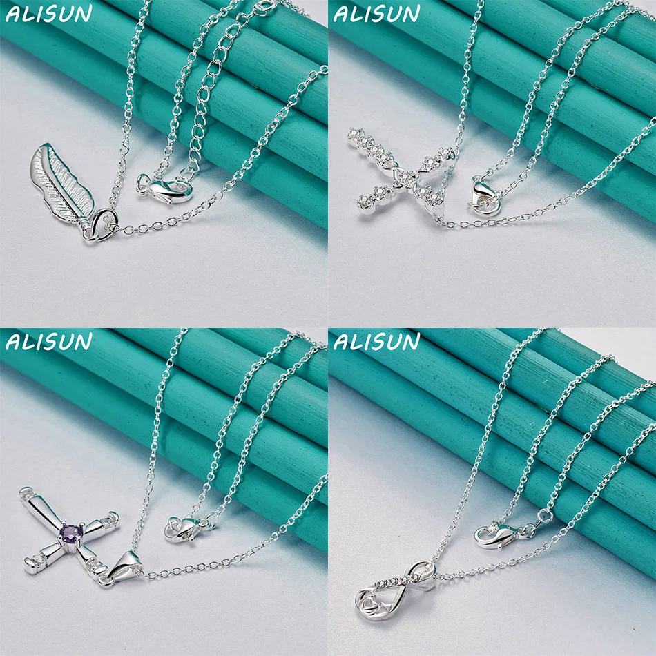 

ALISUN 40-75cm 925 Sterling Silver Design Pendant Necklace For Women Men Anniversary Gift Popular Wild Fashion Romantic Jewelry