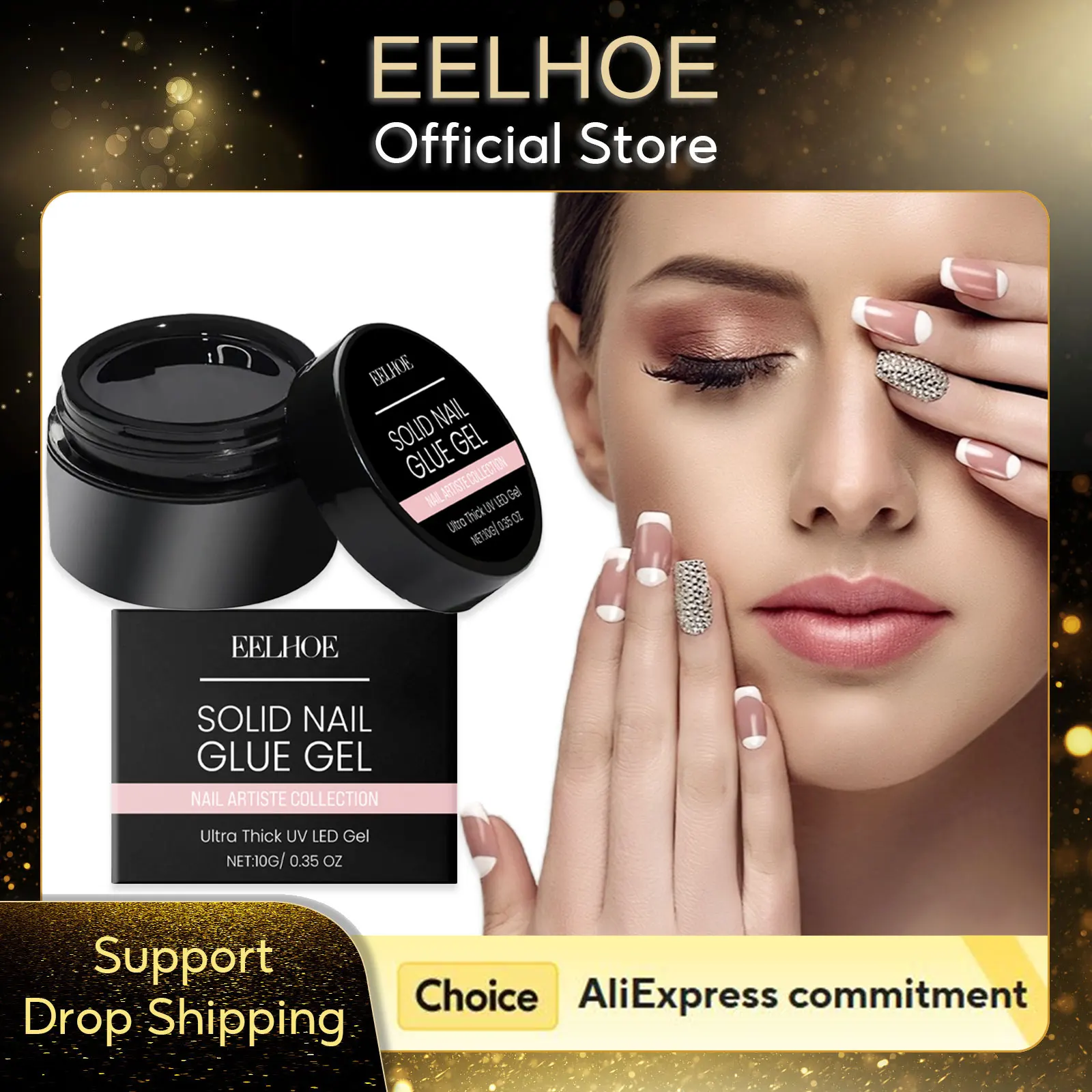 

EELHOE Solid Nail Glue Gel for Press on Nails Fake Nail Tips Extensions Easy to Operate Nail Rhinestone Glue Fake Nails Glue 10g