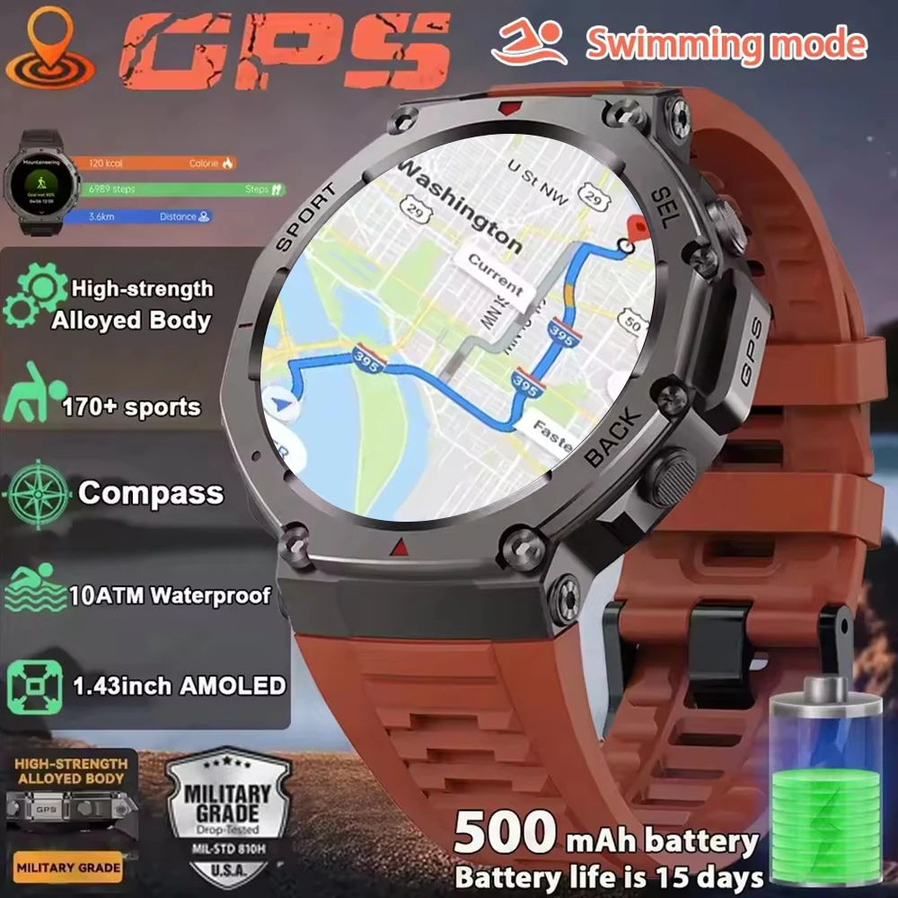 

Для Android IOS GPS Смарт-часы 10ATM Водонепроницаемые Смарт-часы для плавания на открытом воздухе для мужчин и женщин Кнопка поворота Монитор сердечного ритма