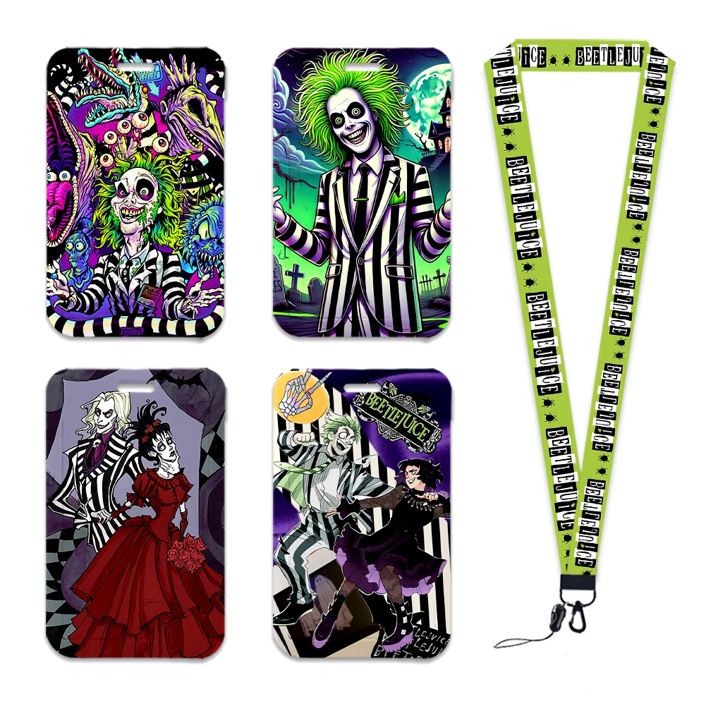 

Horror Movie Characters Halloween Lanyards Bus ID Card Badge Name Work Card Holder with Lanyards Kids Gifts Accessories