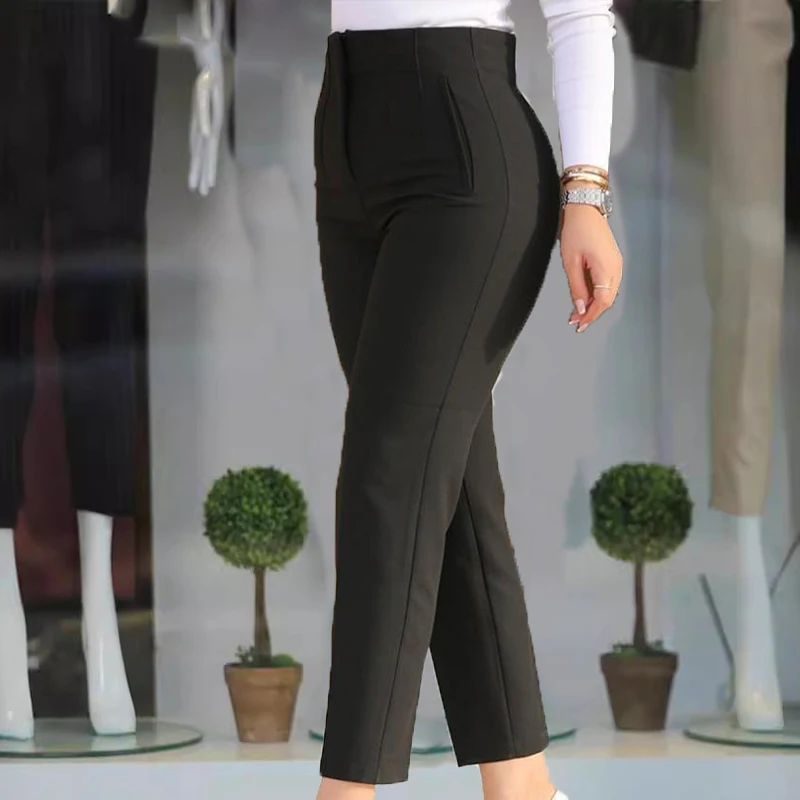 C.New S Wear High waist Pants for Women Formal Pants Office outfits Pencil Trousers Fashion Office Black Apricot Ladies Pants