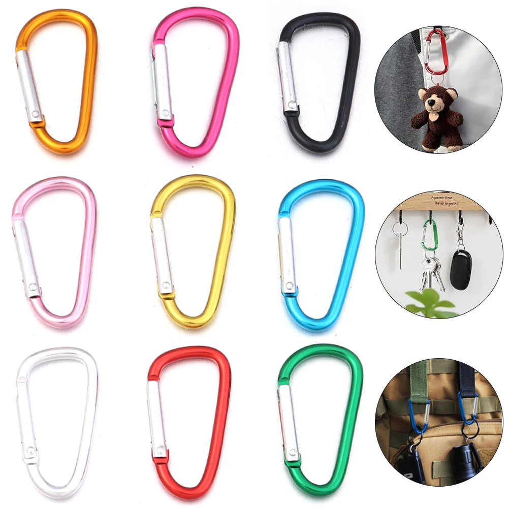 10 Stück/Los, D-Ring-Verschlüsse aus Aluminiumlegierung, bunte Schlüsselanhänger-Clips, Karabinerhaken, Verbindungselemente für die Herstellung von Schmuckzubehör. – Detail 2