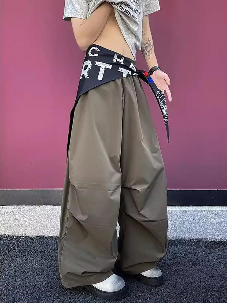 

Свободные мужские брюки-карго в американском стиле ретро, повседневные брюки очень большого размера Harlan Sle из полиэфирного волокна, летняя мода