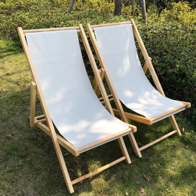 

Solid wood beach chair, wooden lounge chair, folding chair, Oxford canvas chair