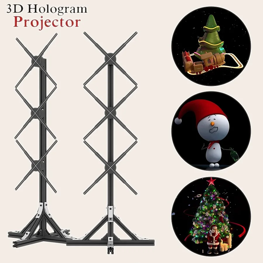 3D Holographic Fan 50CM LED Sign Light Rotating Advertising Projector Display