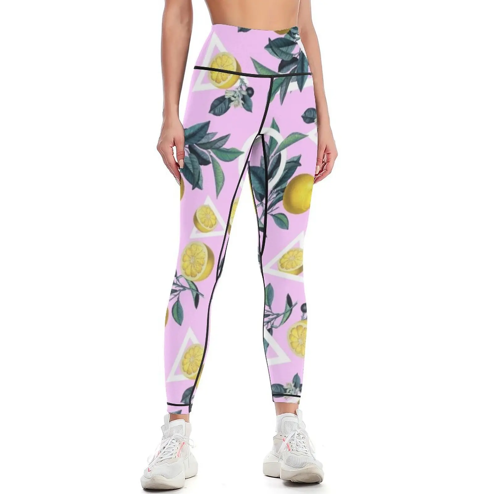 

Geometric and Lemon pattern Leggings Women's push up Sportswear woman gym sports tennis for for girls Womens Leggings