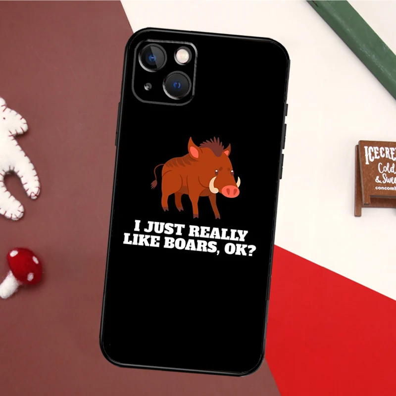 Cute wild boar funny Cartoon Case For iPhone 16 15 14 Plus 13 12 11 Pro Max Mini 7 8 Plus X XR XS Max Cover