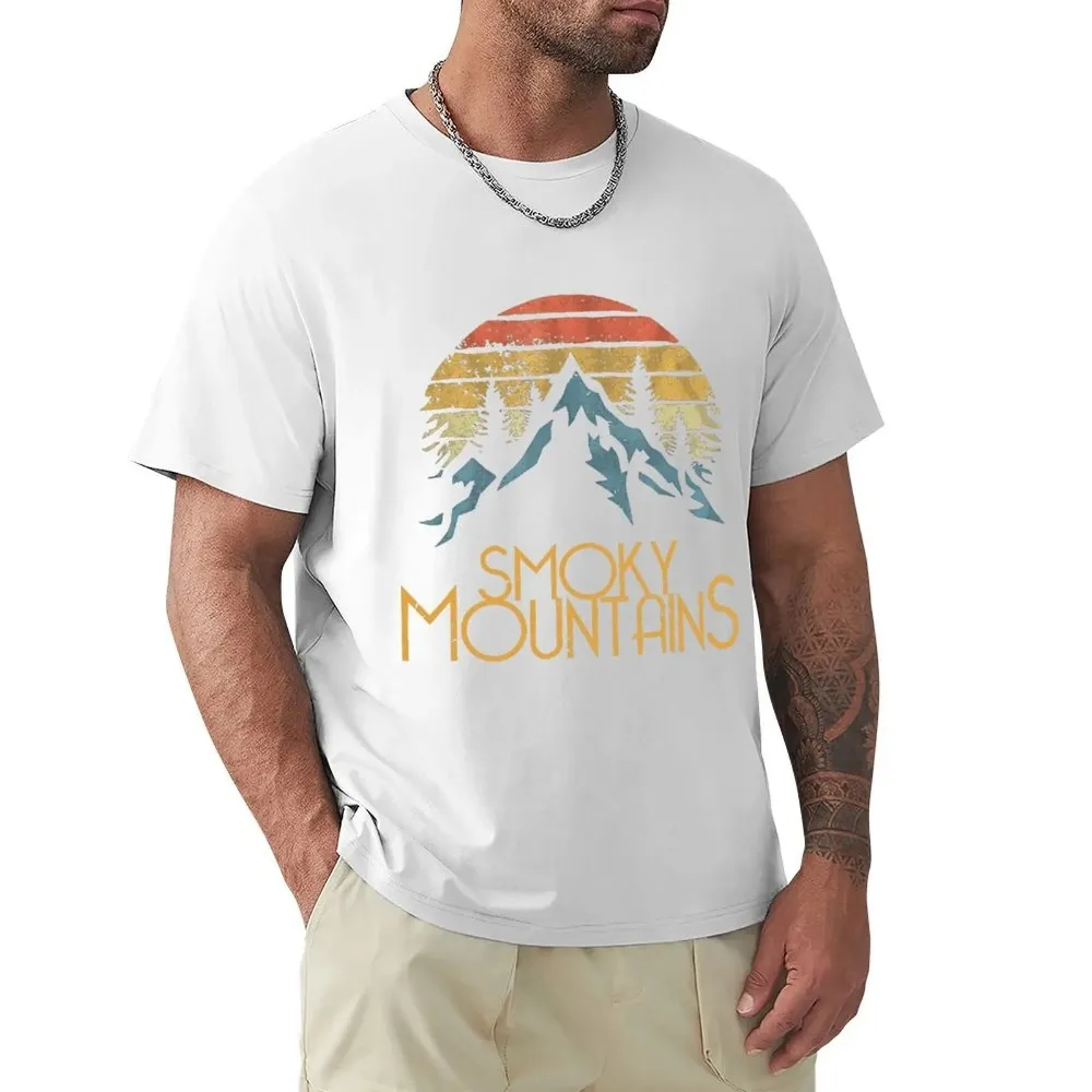 Smoky Mountains Hiking Vintage Camping Funny T Shirt Harajuku Short Sleeve T-shirt 100% Cotton Graphics Tshirt Tops