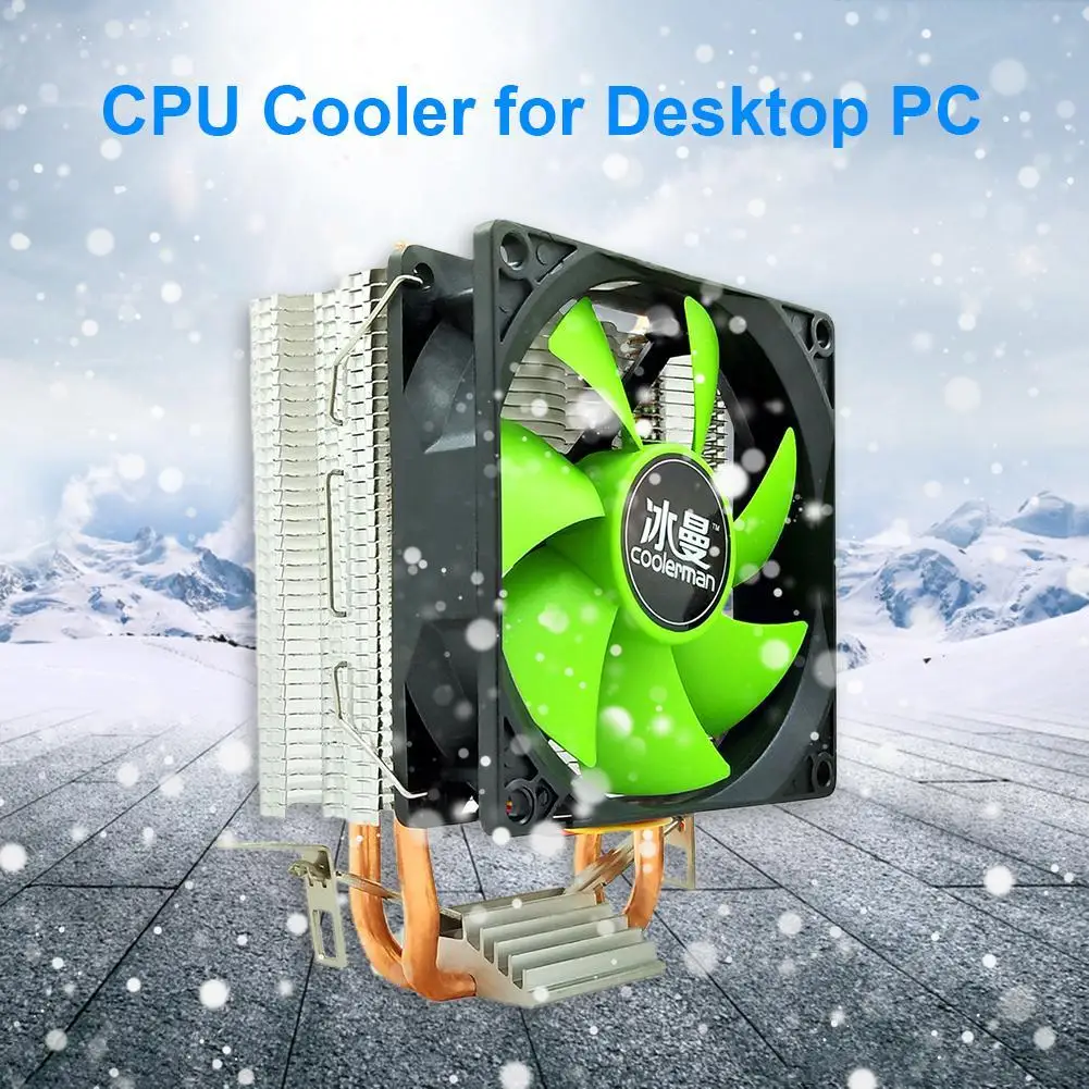 

CPU Cooling Fan 2 Heat Pipes Cooler 3-Pin Power PWM Desktop Radiator PC Desktop Computer Case Cooler Fan