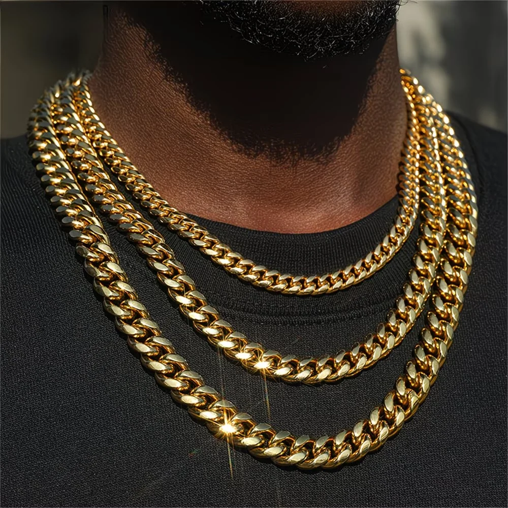1pc 7mm Single Clasp Hexagonal Polished Chain Stainless Steel Unisex Cuban Chain Necklace Fashion Casual Apparel Versatile Addit