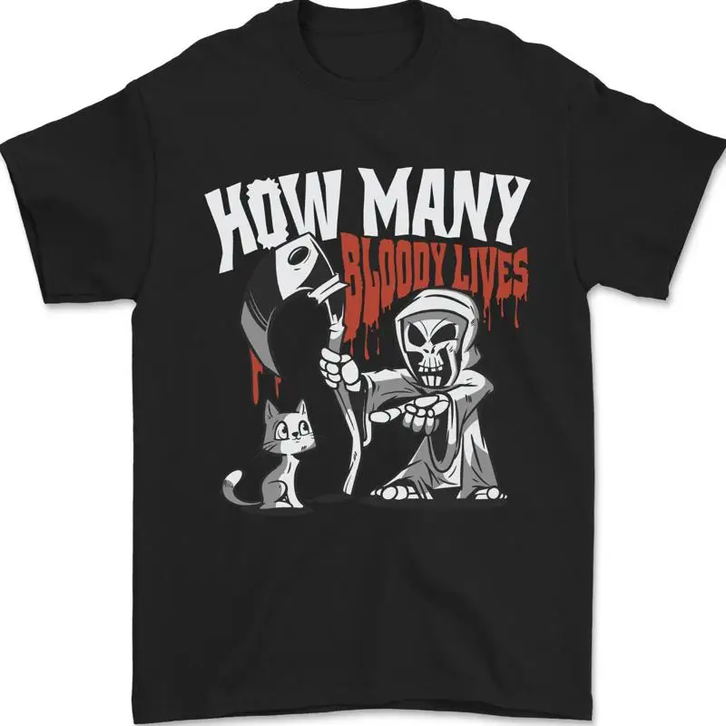 

Gato Grim Reaper Y 9 Sangriento Vive Hombre 100% de Algodón T shirt
