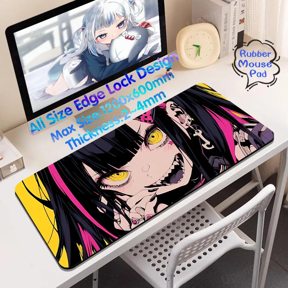 Girl Kawaii Cute Deskmat Mouse Pad Rubber Mouse Pad 4mm Keyboard Carpet Super Big Large Edge Lock Desk Playmat Mat