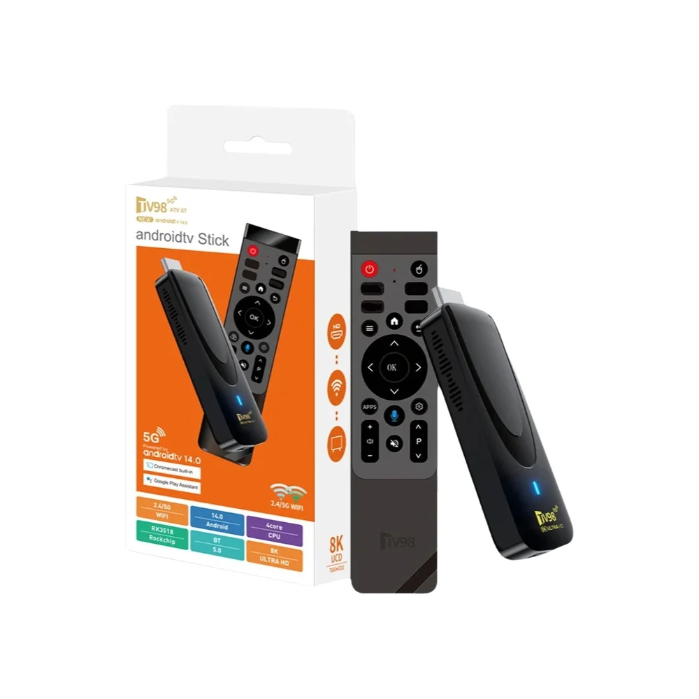 TV Stick HD 8K 4K Rockchip RK3518 WiFi 5G 4G TV98 ATV X7 Android 14 BT5 Pilot z funkcją sterowania głosowego 8GB 128GB Inteligentny odtwarzacz multimedialny do streamingu IPTV — zdjęcie produktu 7