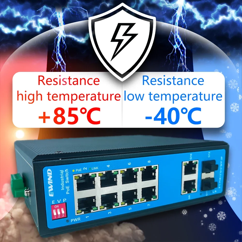 

Full Gigabit Industrial Ethernet Switch PoE 1000Mbps Unmanaged Network Switches 2 -10 Ports IP40 -40 to 80°C DIN Rail Outdoor